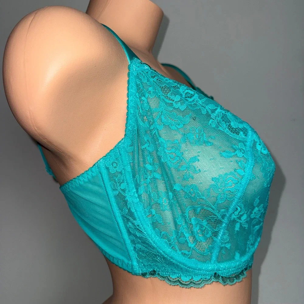 Cosabella Courtney Underwire Demi Bra Teal Lace Made in Italy NEW 36 G